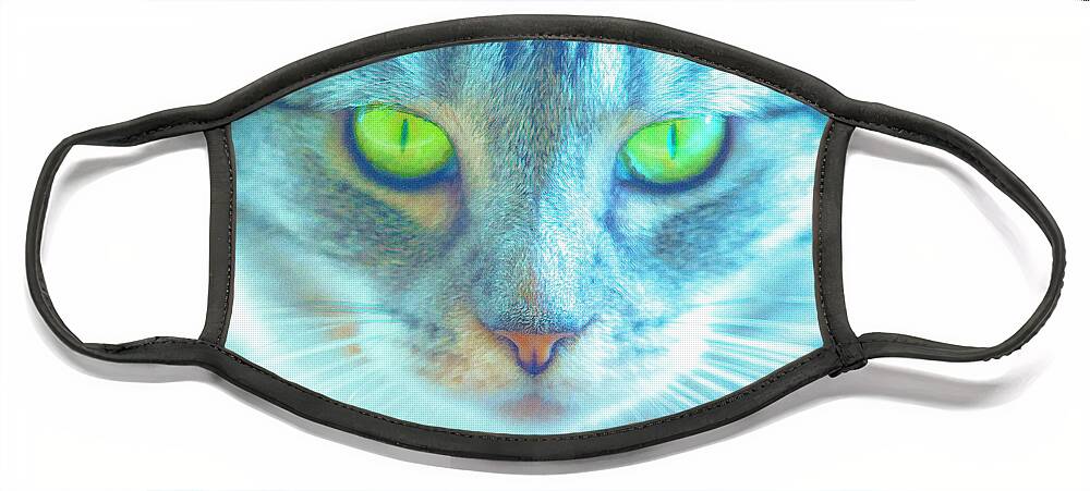 Cat Face Mask featuring the photograph By The Light of a Cat by Bonnie Follett