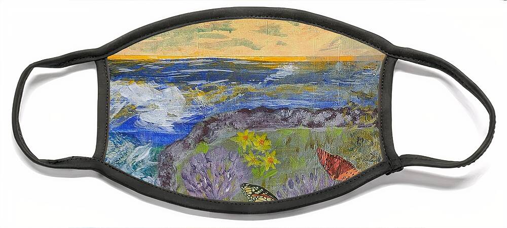 Fort Lauderdale Face Mask featuring the mixed media By The Sea by Suzanne Berthier