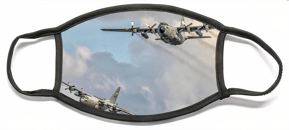 2020 Face Mask featuring the photograph C-130 Dance by David R Robinson