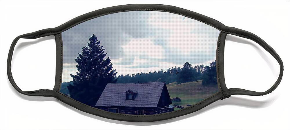 Black Hills Face Mask featuring the photograph Cabin in the Black Hills 100z by Cathy Anderson