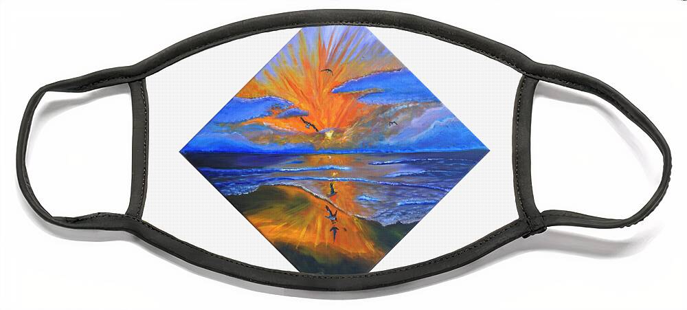 Sunrise Face Mask featuring the painting Cacophony 2 by Mike Kling