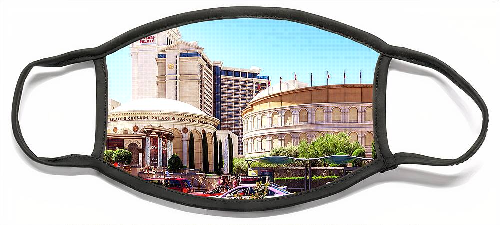 Caesars Palace Face Mask featuring the photograph Caesars Palace on Las Vegas Strip by Tatiana Travelways