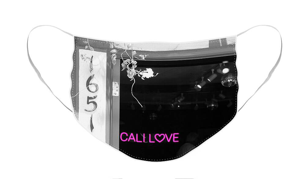 Cali Love Face Mask featuring the photograph Cali Love Neon Sign in Darkened Bar Hot Pink Selective Coloring by Colleen Cornelius
