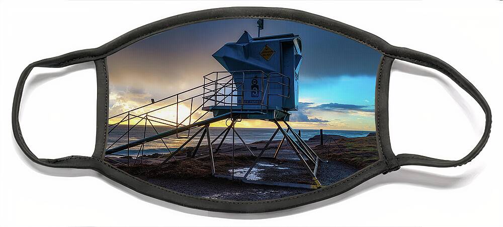 Leo Carrillo Face Mask featuring the photograph California Beach Lifeguard Tower After the Storm by Matthew DeGrushe