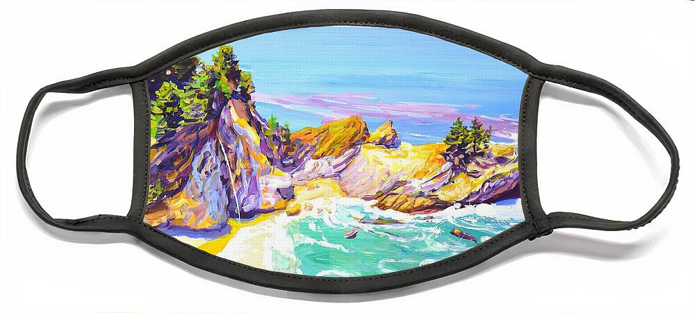 Ocean Face Mask featuring the painting California. Ocean. Beach. by Iryna Kastsova