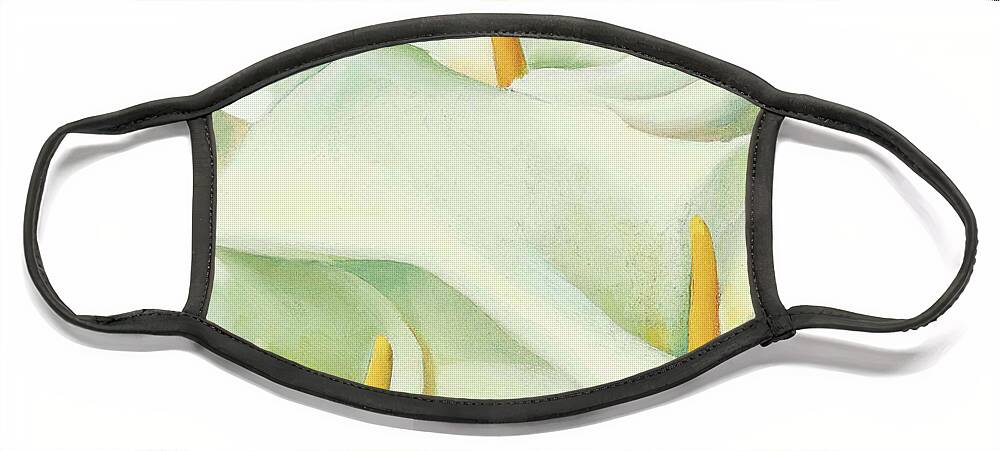 Georgia O'keeffe Face Mask featuring the painting Calla lilies - Modernist flower painting by Georgia O'Keeffe