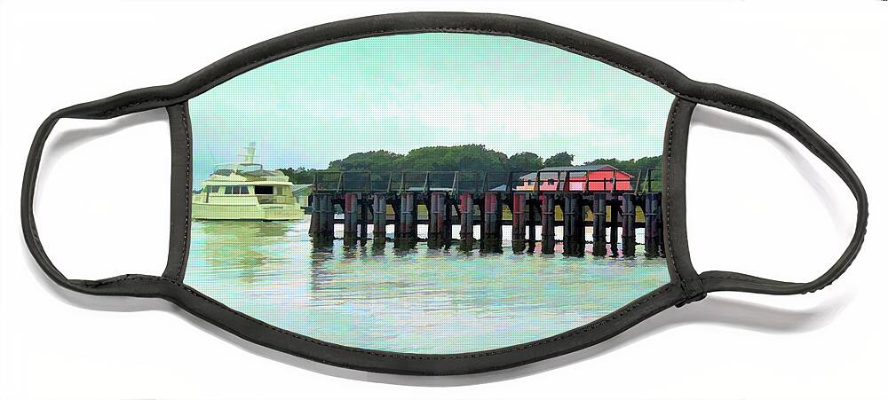 Boat Face Mask featuring the photograph Calm Day at the Docks by Roberta Byram