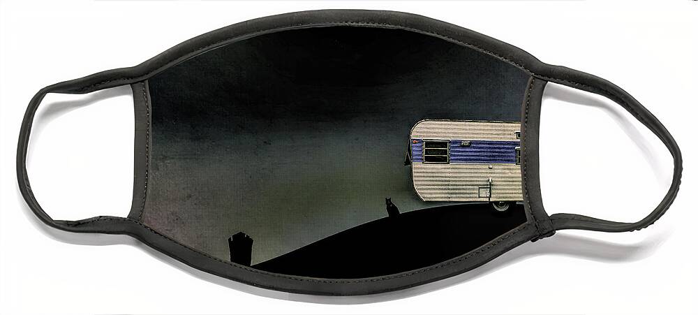 Camper Face Mask featuring the photograph Camper on the Hill by Deborah Penland
