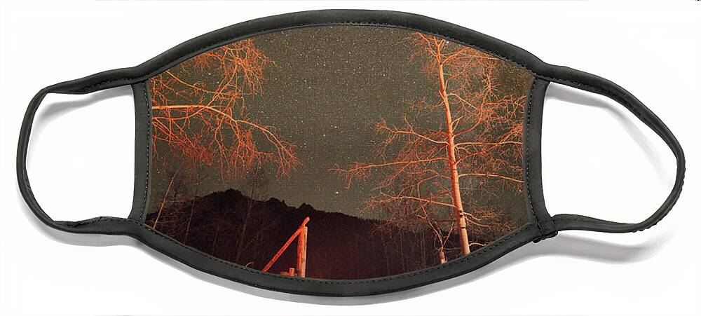 Nightscape Face Mask featuring the photograph Campfire Under the Stars by Ivan Franklin