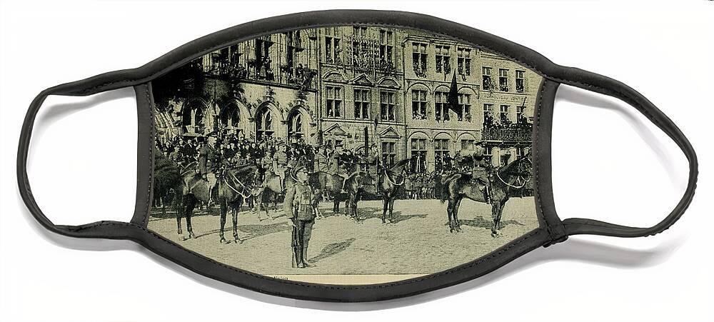 Allies Face Mask featuring the photograph Canadian Brigade serving as Guard of Honor l4 by Historic Illustrations