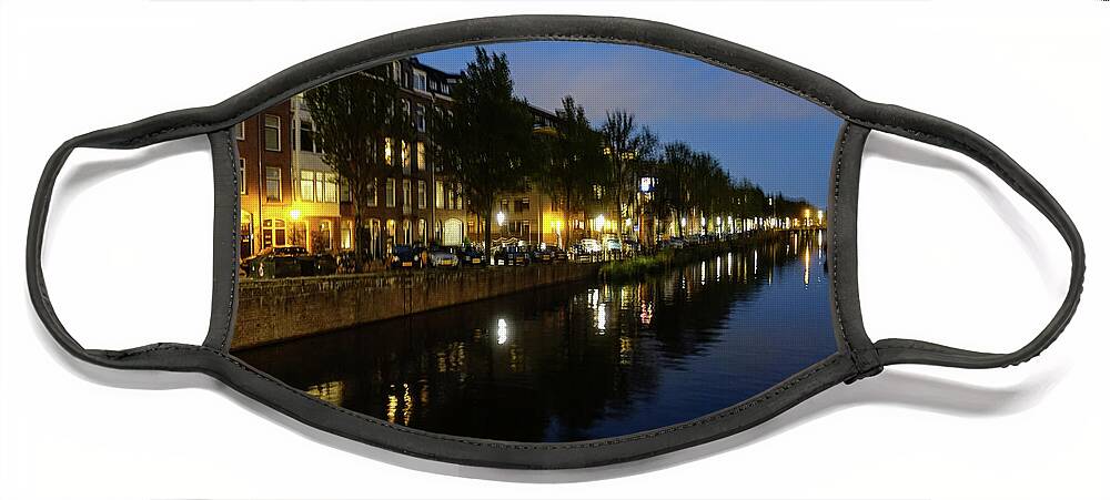 Night Face Mask featuring the photograph Canal at Night by Marian Tagliarino