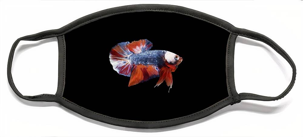 Betta Face Mask featuring the digital art Candy Multicolor Betta Fish by Sambel Pedes