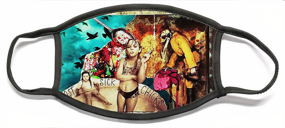 Collage Face Mask featuring the mixed media Candyshop by Tanja Leuenberger