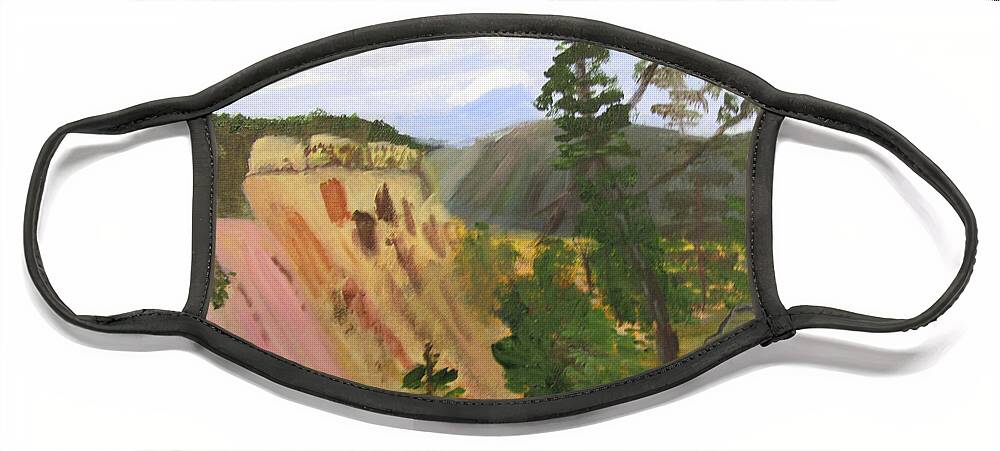 Yellowstone Face Mask featuring the painting Canyon Colors2 by Linda Feinberg