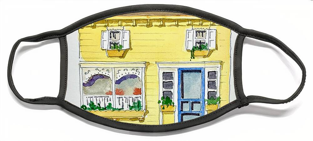 Watercolor Face Mask featuring the painting Cape May Cafe by William Renzulli