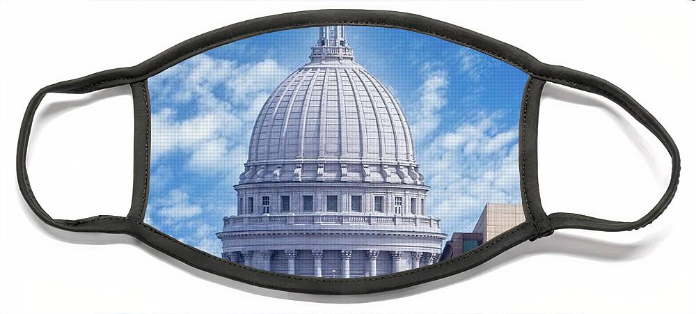 Madison Face Mask featuring the photograph Capitol, Madison, WI 6 by Steven Ralser