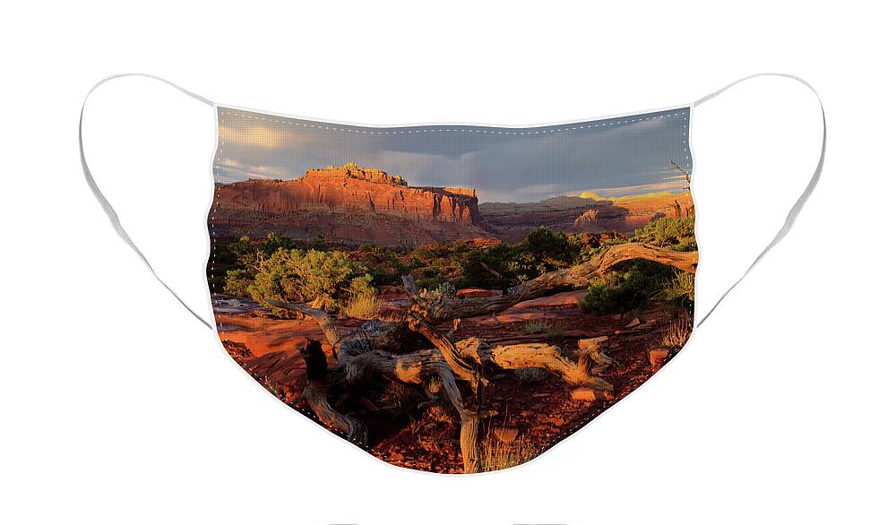 Capitol Reef Face Mask featuring the photograph Capitol Reef Sunset by Bob Falcone