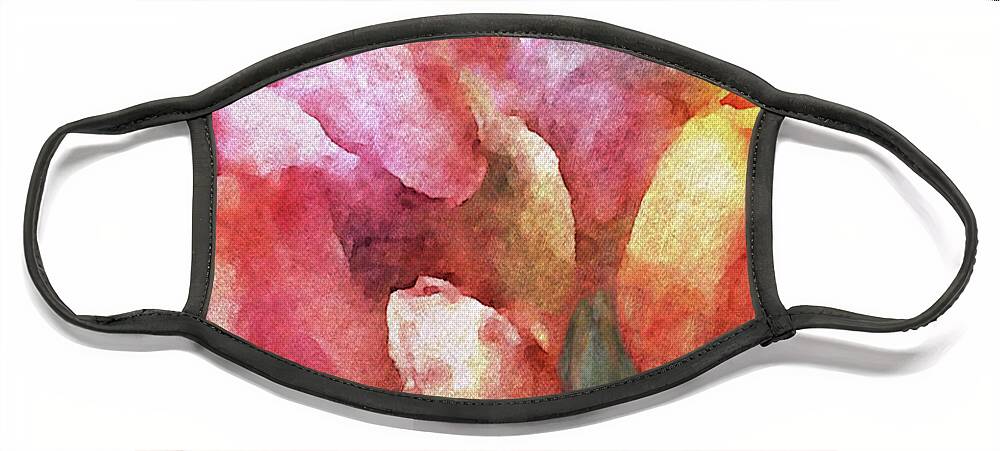 Tulip Bouquet Face Mask featuring the painting Captured Spring by Susan Maxwell Schmidt