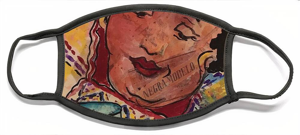 Southwest Cooking Face Mask featuring the painting Carmens Ceviche by Elaine Elliott