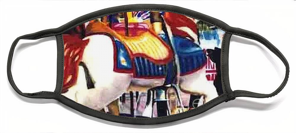 Horse Face Mask featuring the painting Carosal Horse by Kathy Braud