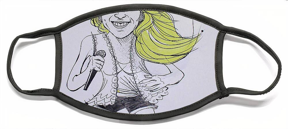  Face Mask featuring the drawing Carrie Underwood by Phil Mckenney