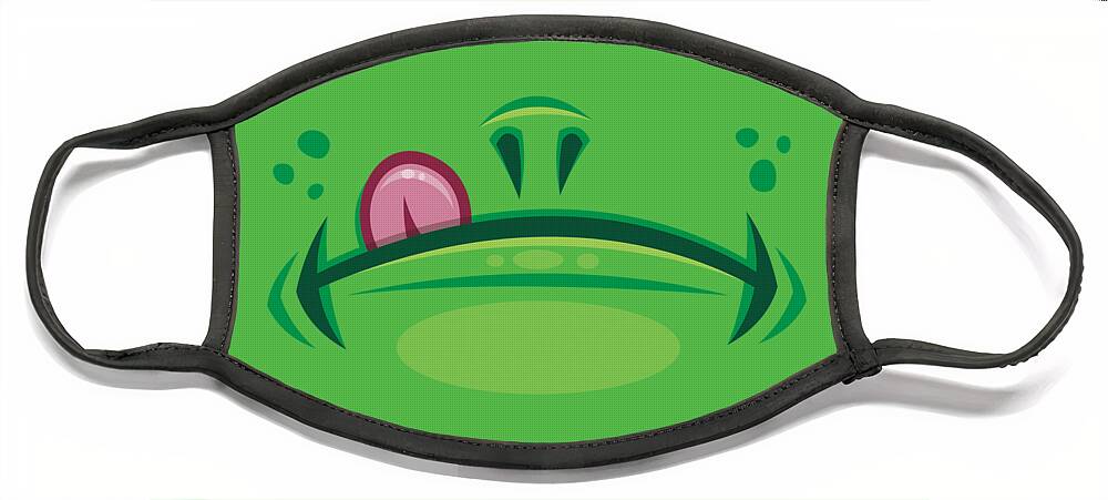 Frog Face Mask featuring the digital art Cartoon Frog Mouth with Tongue by John Schwegel