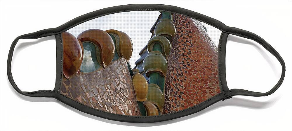 Richard Reeve Face Mask featuring the photograph Casa Batllo Dragon Back by Richard Reeve