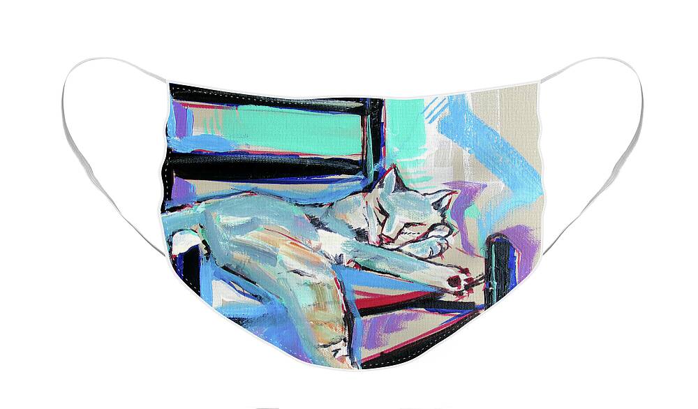 Cat Chair Face Mask featuring the painting Cat Chair by John Gholson