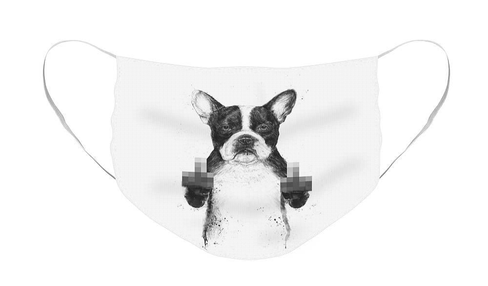 Dog Face Mask featuring the mixed media Censored dog by Balazs Solti