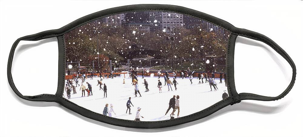 New York Face Mask featuring the photograph Central Park Skaters Color by Russ Considine