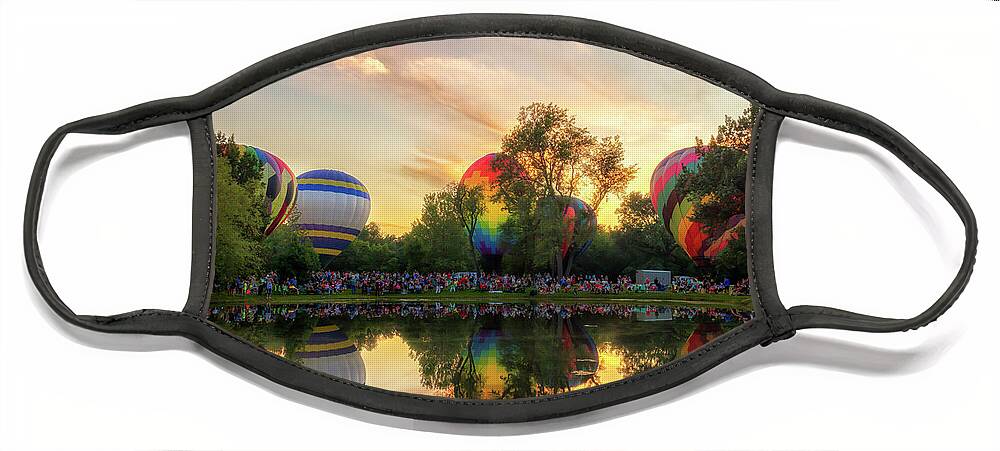 Hot Air Balloons Face Mask featuring the photograph Centralia Balloon Fest Sunset by Susan Rissi Tregoning