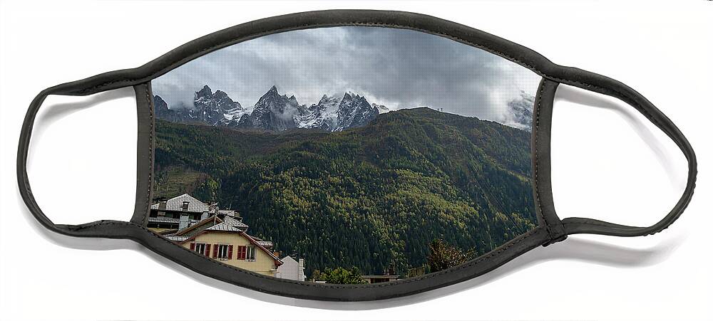 France Face Mask featuring the photograph Chamonix looking up to Mont Blanc by Andrew Lalchan