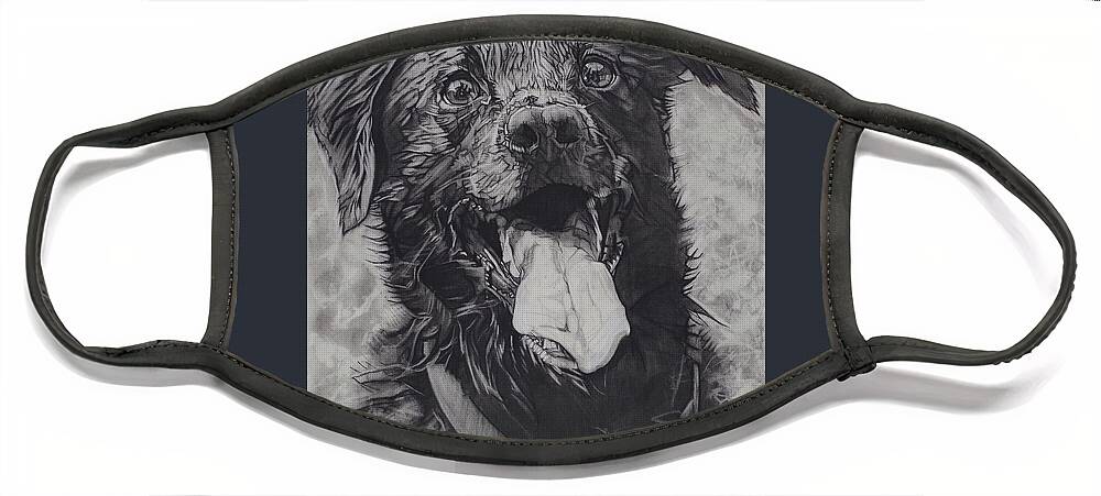 Charcoal Pencil Face Mask featuring the drawing Charlie Dog by Sean Connolly