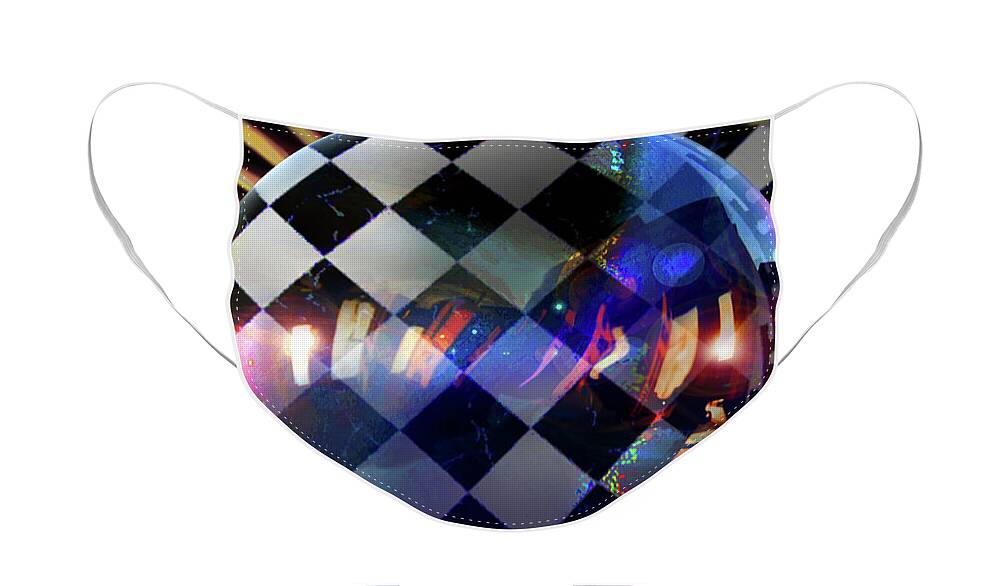 Checkered Abstract Face Mask featuring the digital art Checker World by Robin Moline