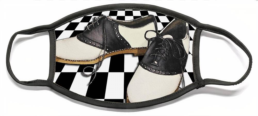 Saddle Shoes Face Mask featuring the painting Checkered Saddle Shoes by Kelly Mills