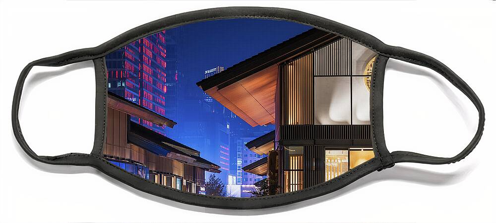 Chengdu Face Mask featuring the photograph Chengdu Taikooli at night by Philippe Lejeanvre