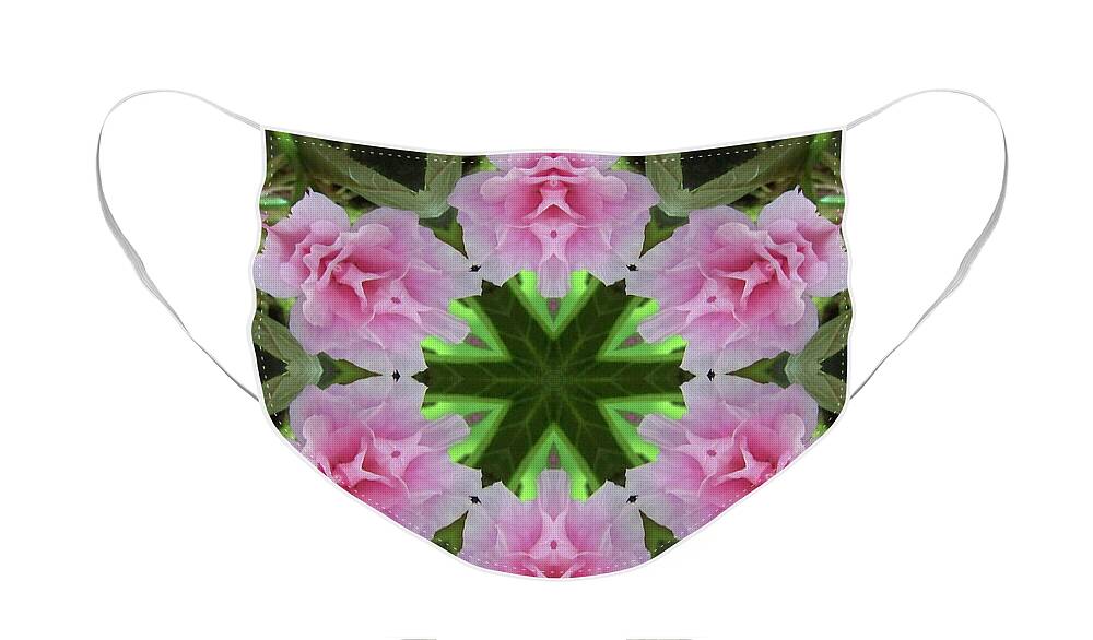 Cherry Blossom Face Mask featuring the digital art Cherry Blossom Kaleidoscope by Charles Robinson
