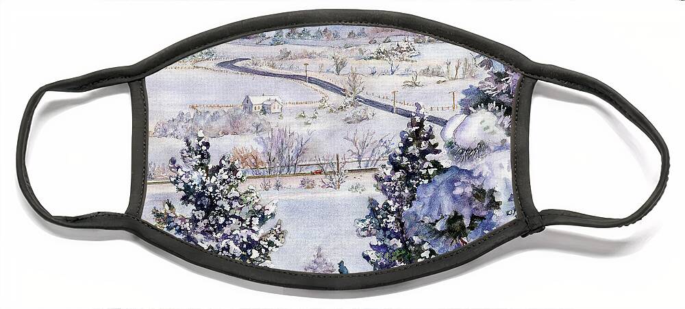 Winding Road Painting Face Mask featuring the painting Cherryvale Road by Anne Gifford