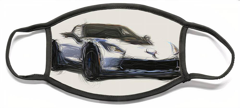 Chevrolet Face Mask featuring the digital art Chevrolet Corvette Carbon 65 Edition Car Drawing by CarsToon Concept