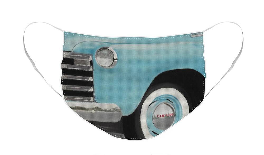 Old Face Mask featuring the pastel Chevy 3100 by Carol Corliss