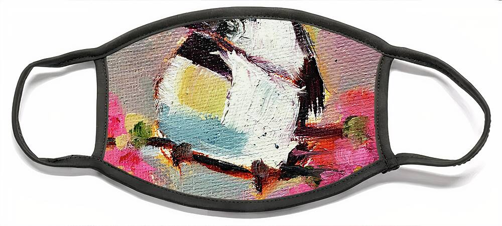 Chickadee Face Mask featuring the painting Chickadee 5 by Roxy Rich