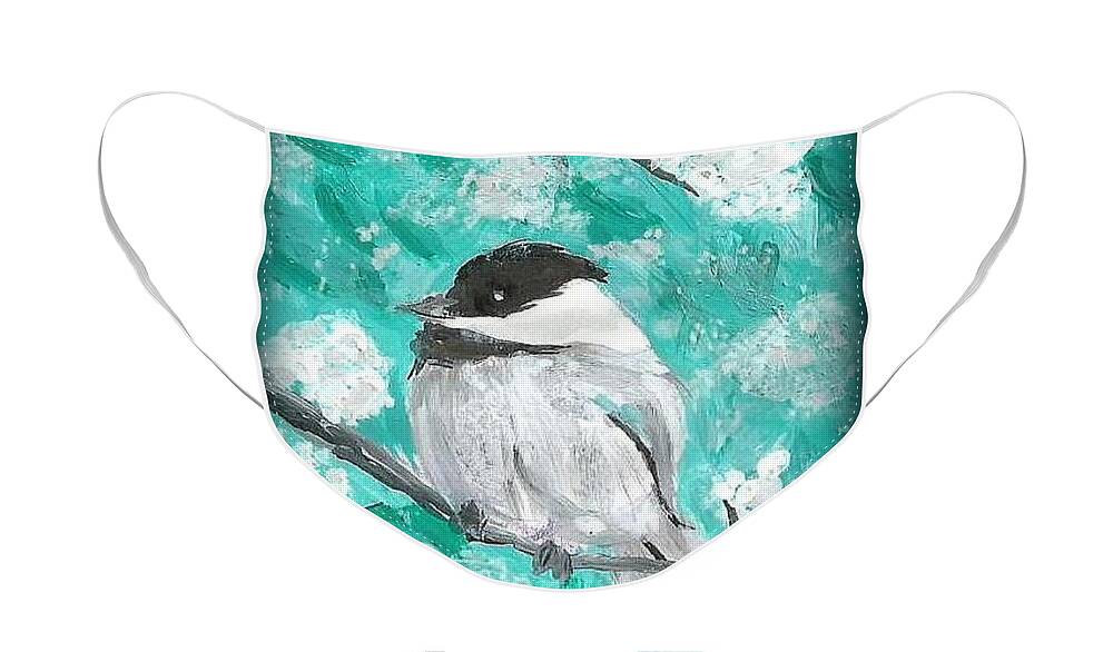 Chickadee Painting Face Mask featuring the painting Chickadee by Monica Resinger