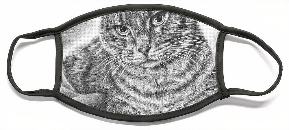 Cat Face Mask featuring the drawing Chilling Cat by Casey 'Remrov' Vormer