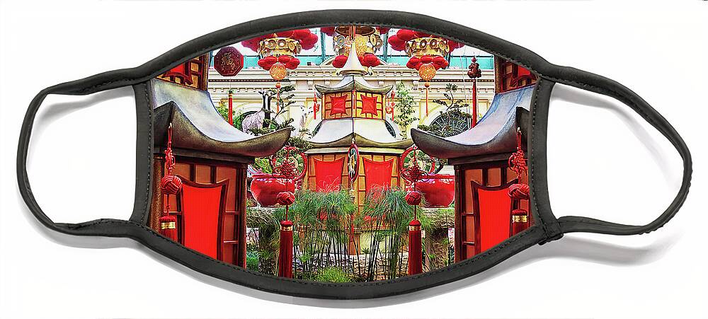 Chinese Face Mask featuring the photograph Chinese New Year decorations at Bellagio, Las Vegas by Tatiana Travelways