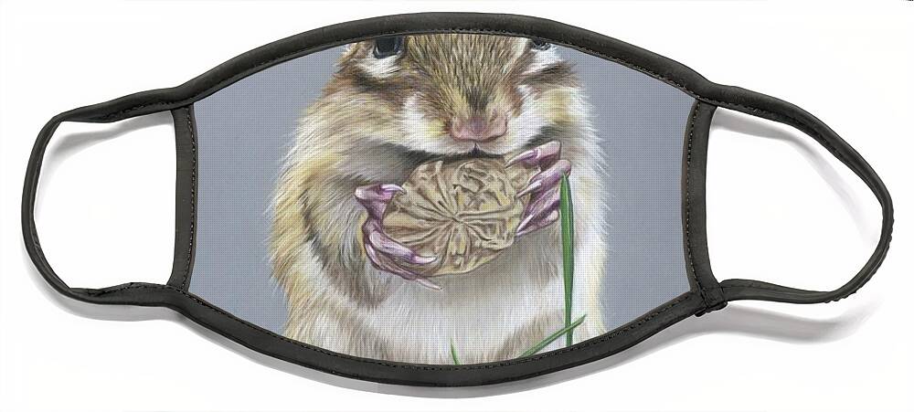 Chipmunk Face Mask featuring the pastel Chipmunk by Twyla Francois
