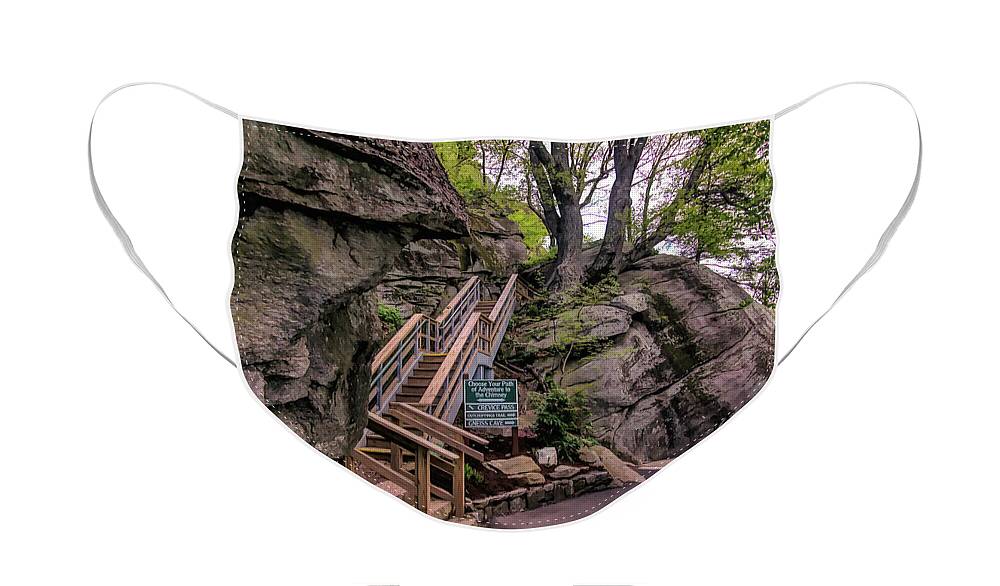 Chimney Rock Face Mask featuring the digital art Choose Your Path by Amy Dundon