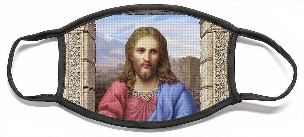 Christian Art Face Mask featuring the painting Christ by Kurt Wenner