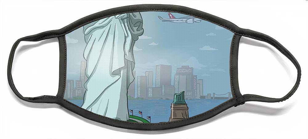 Statue Of Liberty Face Mask featuring the digital art Christ is King NYC Statue by Emerson