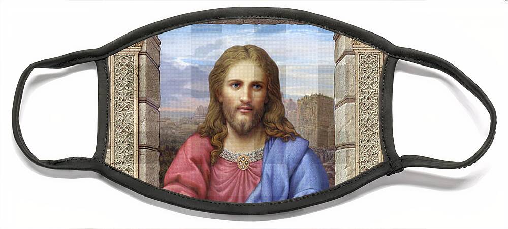 Christian Art Face Mask featuring the painting Christ 2 #1 by Kurt Wenner