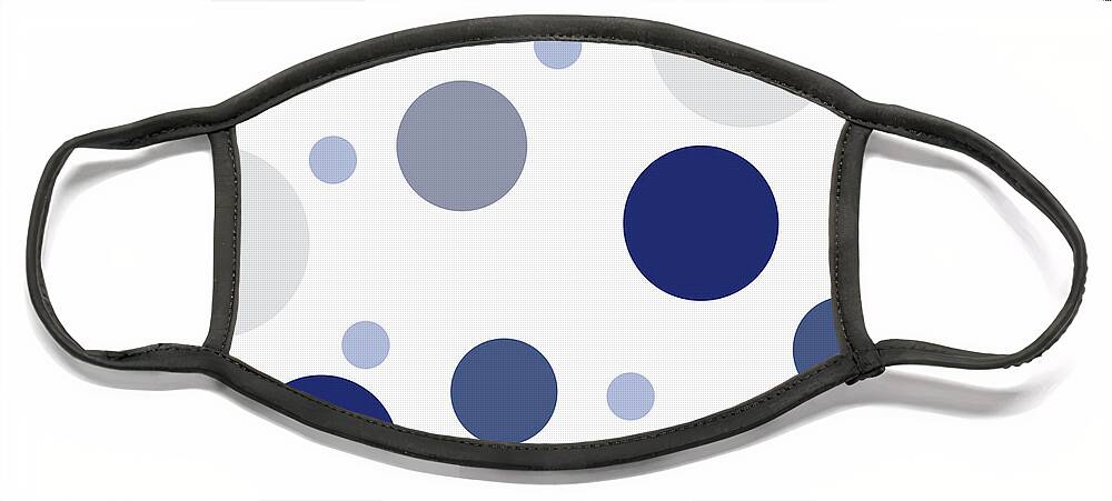 Christmas Face Mask featuring the digital art Christmas Blues Polka Dots by Amelia Pearn